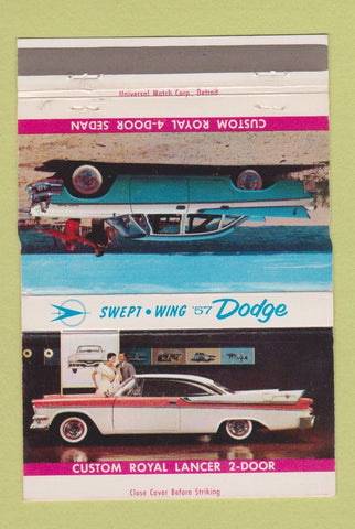 Matchbook Cover - Dodge 1957 Swept Wing 40 Strike