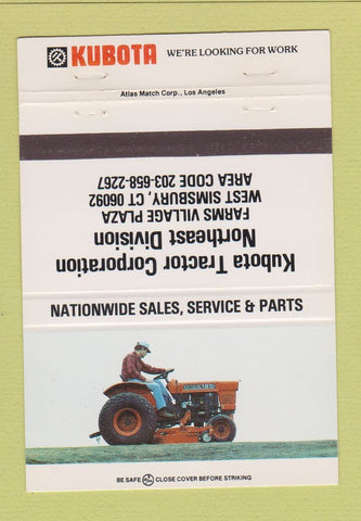 Matchbook Cover - Kubota Tractors West Simsbury CT 40 Strike