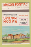 Matchbook Cover - Maxon Pontiac Union NJ 40 Strike