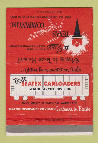 Matchbook Cover - Seatex Carloads Water Service Texas Freight 40 Strike