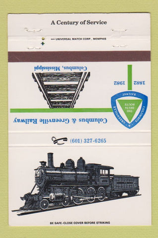 Matchbook Cover - Columbus & Greenville Railroad MS 40 Strike