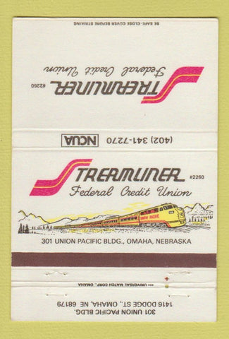 Matchbook Cover - Steamliner Federal Credit Union Railroad Omaha NE 40 Strike