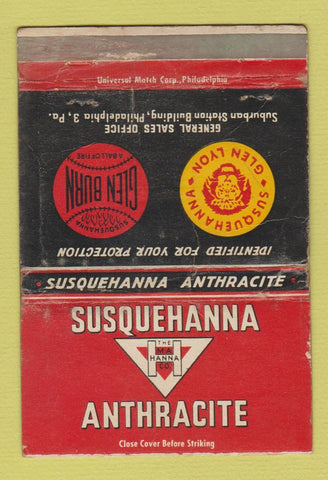 Matchbook Cover - Sesquenanna Coal Philadelphia PA WORN #1 40 Strike