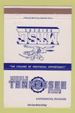 Matchbook Cover Middle Tennessee State College Murfreesboro TN Raiders 40 Strike