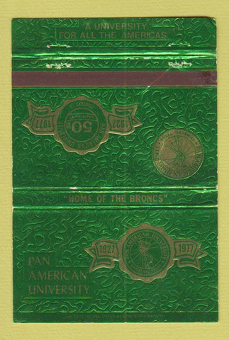 Matchbook Cover - Pan American University Broncs Edinburg TX 1977 40 Strike
