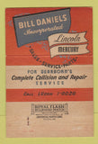 Matchbook Cover - Bill Daniels Mercury Lincoln Dearborn MI WEAR 40 Strike