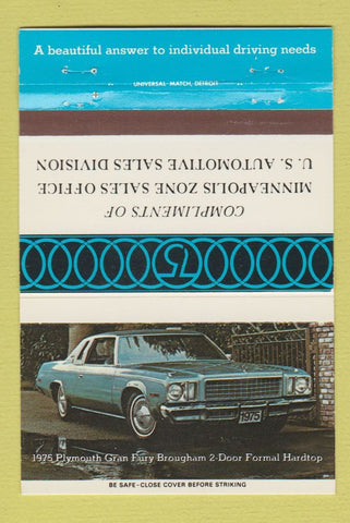 Matchbook Cover - Chrysler Motors Minneapolis MN Zone 1975 Gran Fury 40 Strike