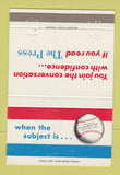 Matchbook Cover - The Press Newspaper Baseball 40 Strike