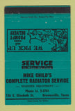 Matchbook Cover - Mike Child's Radiator Service Brownsville TX TEAL 40 Strike
