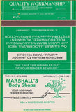 Matchbook Cover - Marshall's Body Shop Latham NY 40 Strike