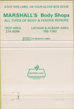 Matchbook Cover - Marshall's Body Shop Latham NY 40 Strike