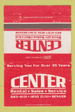 Matchbook Cover - Central Rentals Sales Denver Colorado 40 Strike