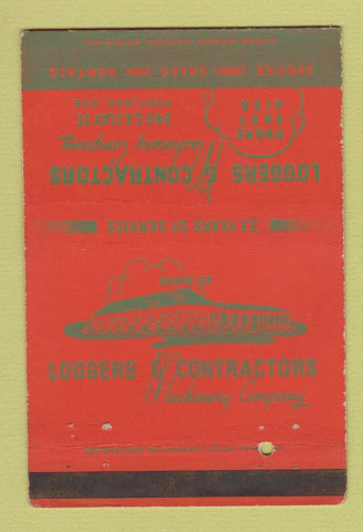 Matchbook Cover - Loggers Contractors Machinery Portland OR WEAR 40 Strike