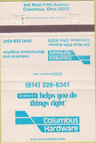 Matchbook Cover - Columbus Hardware Columbus OH 40 Strike