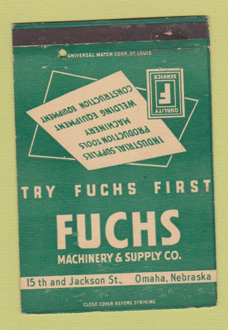 Matchbook Cover - Fuchs Machinery Supply Omaha NE 40 Strike