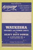 Matchbook Cover - Waukesha Motors WI  40 Strike