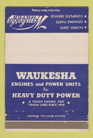 Matchbook Cover - Waukesha Motors WI  40 Strike