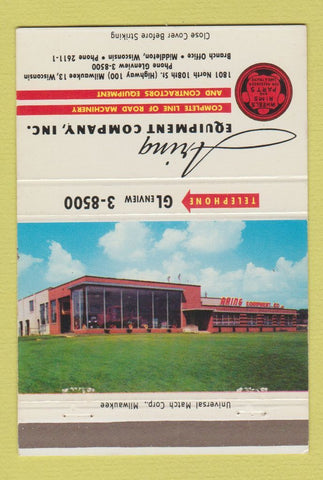 Matchbook Cover - Aring Equipment Road Machinery Milwaukee WI 40 Strike