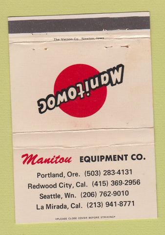 Matchbook Cover - Manitou Equipment Portland OR Seattle WA 40 Strike