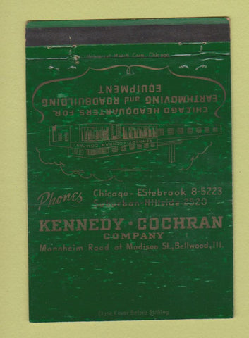 Matchbook Cover - Kennedy Cochran Tractors Equipment Chicago IL WEAR 40 Strike