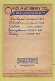 Matchbook Cover - Ohio Machinery Cleveland OH Tractors WEAR 40 Strike