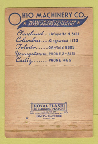 Matchbook Cover - Ohio Machinery Cleveland OH Tractors WEAR 40 Strike