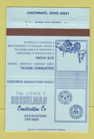 Matchbook Cover - John Bushelman Construction Tractors Cincinnati OH 40 Strike
