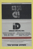 Matchbook Cover - Inland Diesel Iron Mountain MI Butler MI GM 40 Strike