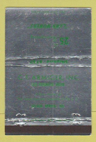 Matchbook Cover - CF Arminger Lawn Mowers Silver Spring MD 40 Strike