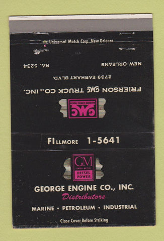 Matchbook Cover - GMC Trucks George Engine New Orleans LA 40 Strike