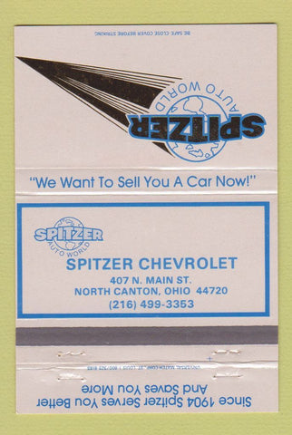 Matchbook Cover - Spitzer Chevrolet North Canton OH 40 Strike