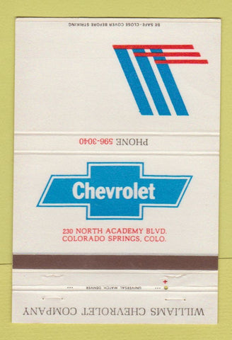 Matchbook Cover - Williams Chevrolet Colorado Sprnigs WEAR 40 Strike