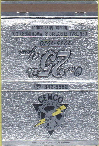 Matchbook Cover - CEMCO  Electric Tupelo MS 40 Strike