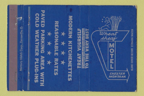 Matchbook Cover - Wheat Sheaf Motel Chester MT 40 Strike