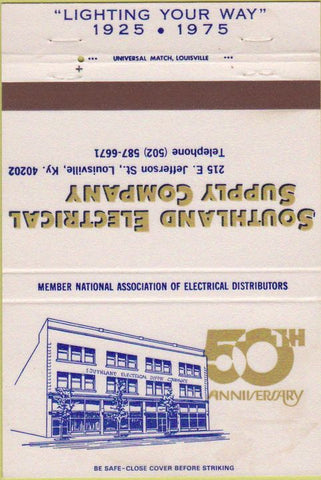Matchbook Cover - Sutherland Electric Louisville KY 40 Strike