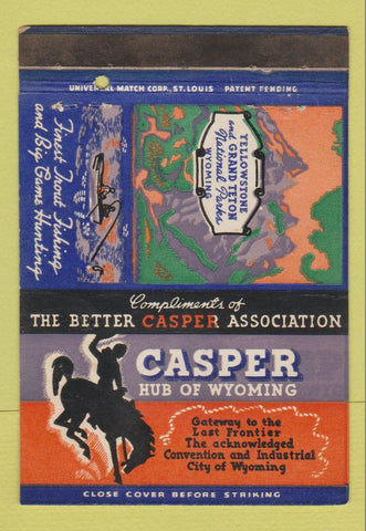 Matchbook Cover - Casper WY Tourism 40 Strike