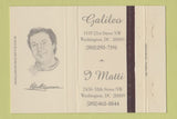 Matchbook Cover - Galileo Restaurant Washington DC Matti 40 Strike
