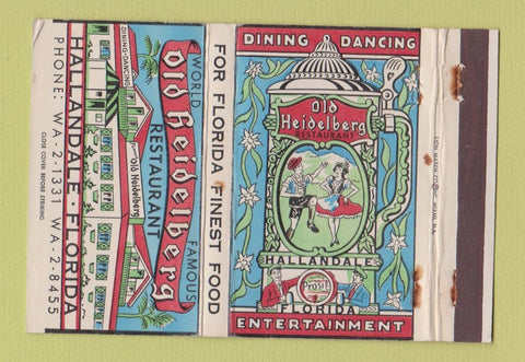 Matchbook Cover - Old Heidelberg Restaurant Hallandale FL WEAR 40 Strike