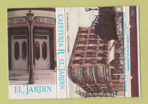 Matchbook Cover - Cafeteria R El Jardin Malaga Spain 40 Strike