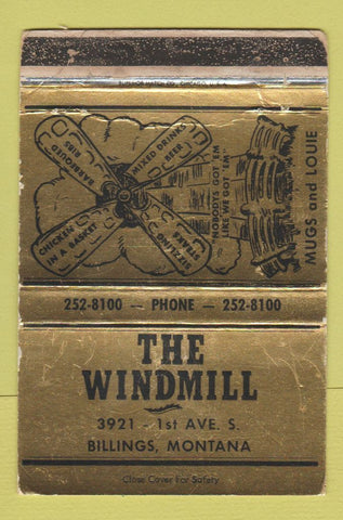 Matchbook Cover - Windmill Billings MT WORN 40 Strike