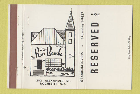Matchbook Cover - Rio Bamba Rochester NY 40 Strike