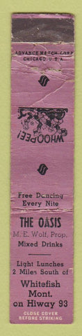 Matchbook Cover - Oasis Whitefish MT WORN ADVANCE 12 Strike