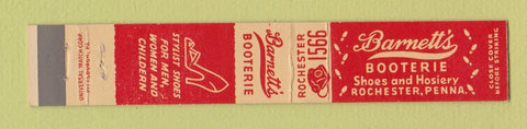 Matchbook Cover - Barnett's Shoe Store Rochester PA 10 Strike