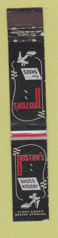 Matchbook Cover - Boston's Shoes Hosiery MI 10 Strike