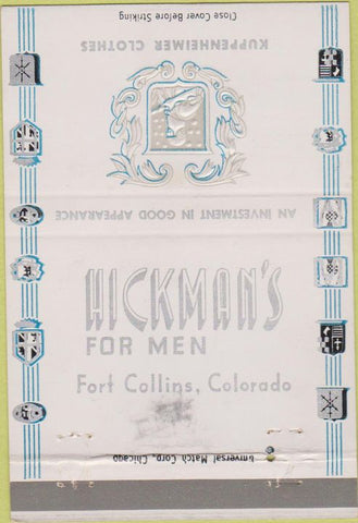 Matchbook Cover - Kuppenheimer Clothes Fort Collins CO WEAR 40 Strike
