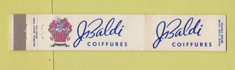 Matchbook Cover - J Baldi Salon Miami Beach FL 10 Strike