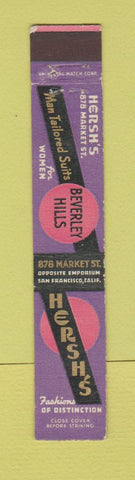 Matchbook Cover - Hersh's Women's Clothes San Francisco CA 10 Strike