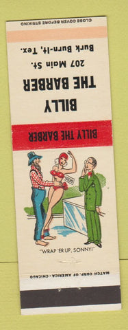 Matchbook Cover - Billy the Barber Burk Burn It TX Hillbilly