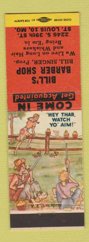 Matchbook Cover - Bill's Barber Shop St Louis MO Hillbilly