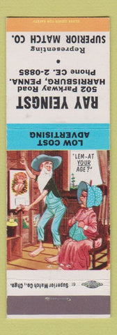 Matchbook Cover - Ray Yeingst Superior Match Harrisburg PA Hillbilly